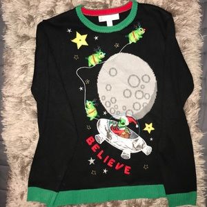 Light-up Space Alien Christmas Sweater